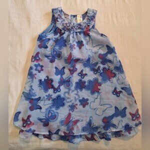 Blueberi Boulevard girls size 6X dress sheer lined fabric shades of blue & red